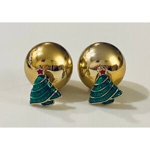 Christmas Tree Gold Double Sided Earrings